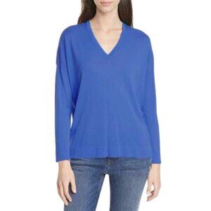 Eileen Fisher blue oversized V-neck tunic sweater size XXS
